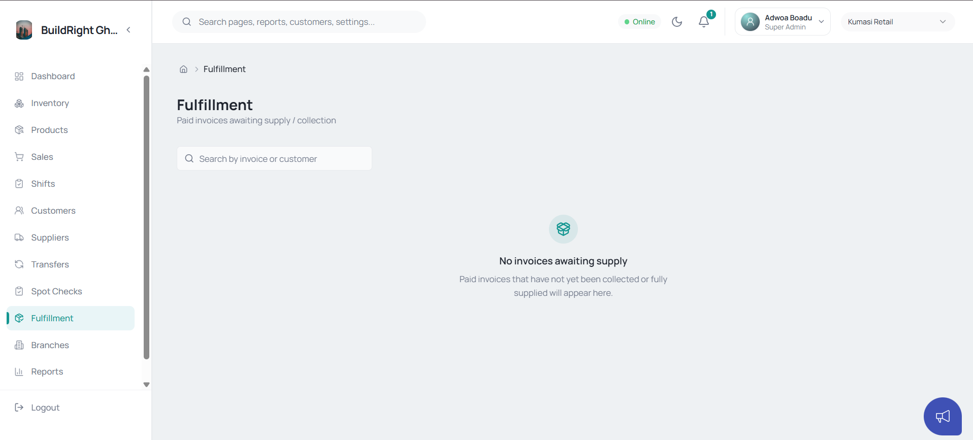 Nexstock fulfillment — invoices awaiting supply and what has already been released